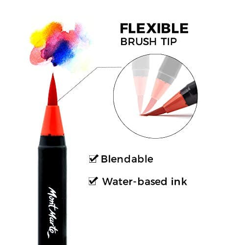 MONT MARTE Feutres Coloriage 24 Brush Pens Peinture à eau Idéal pour Dessin et Calligraphie