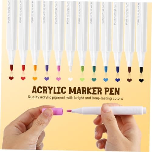 DIYEAH Couleurs Acryliques Feutres Marqueurs 12 Pièces pour Art et Artisanat - Idéaux pour Peindre Toile