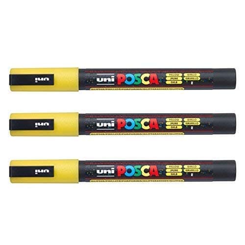 Posca Marqueurs PC-3 M Uni-Ball + Gamme complète de 40 couleurs disponibles + Artisans et passionnés + Décoration et art — Jaune pailleté