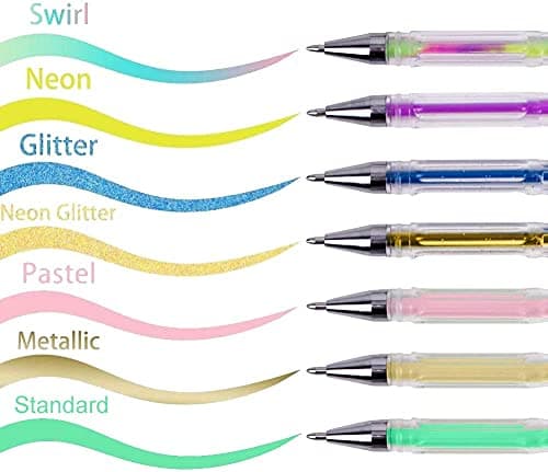 Vozuna Lot de 145 Stylos Gel de Pailletés 72 Couleurs Uniques avec Recharges pour Enfants et Adultes - Artisanat et Scra