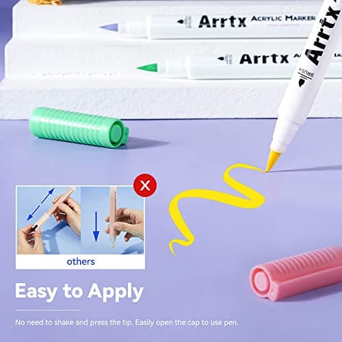 Marqueur acrylique Arrtx 30 couleurs pour peinture Roche œuf de Pâques Bois métal Plastique Verre Toile non toxique sans