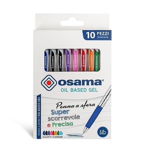 Osama - Stylos Couleur Gel OBG 10 Pièces - Bille enclenchée 1.0 mm - Trait Fluide et Précis pour Papeterie, Créativité e