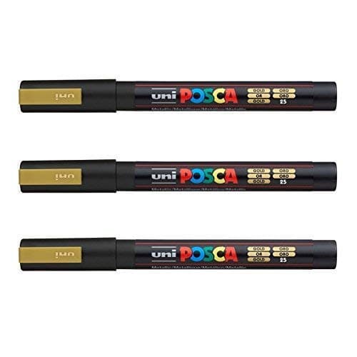 Posca Marqueurs PC-3 M Uni-Ball + Gamme complète de 40 couleurs disponibles + Artisans et passionnés + Décoration et art — doré métallique