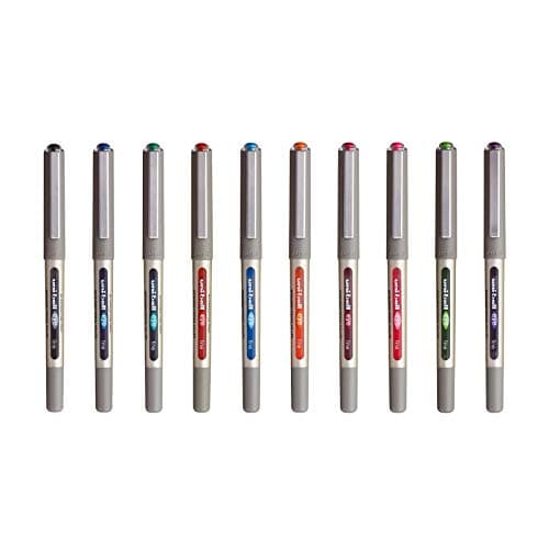 Uni-ball - stylos rolliers encre liquide 0,7 mm - pour écriture - 8 couleurs différentes - ensemble de 10 stylos Eye Fin