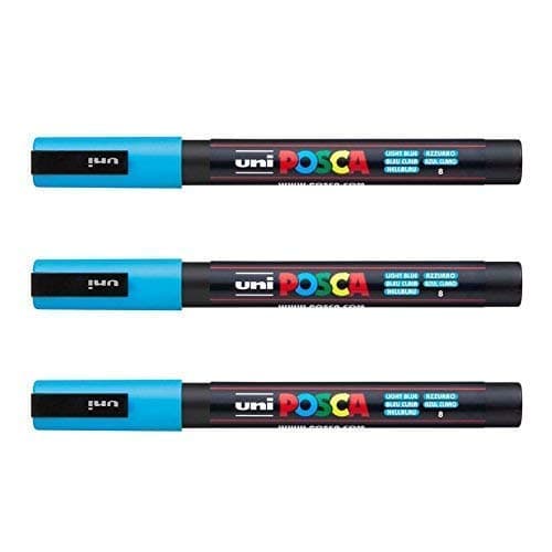 Posca Marqueurs PC-3 M Uni-Ball + Gamme complète de 40 couleurs disponibles + Artisans et passionnés + Décoration et art — bleu clair