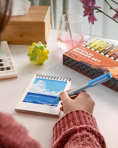 JusArt Acrylique à Pointe Pinceau 30 Couleurs Vibrantes Pour Artisanat DIY À Base d’Eau Étanche Sans Bavure