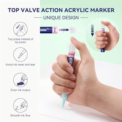 Marques Arrtx Simptap Top Valve Action Lot de 48 marqueurs acryliques pour peinture sur pierres | Étampes d'oeufs de Pâq
