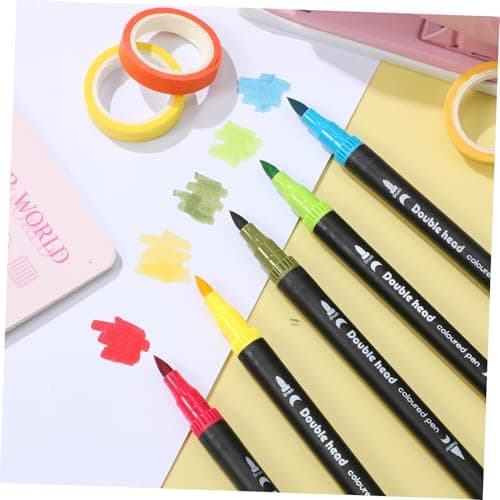 HOMSFOU 24 pièces pinceaux à double pointe marques aquarelle multicolores pour dessin et scrapbooking et prise de notes