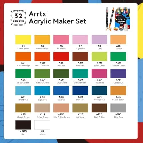 Marques Arrtx Feutres Acrylique Double Pointe 32 Couleurs Fournitures Artistiques Peinture Rock Bois