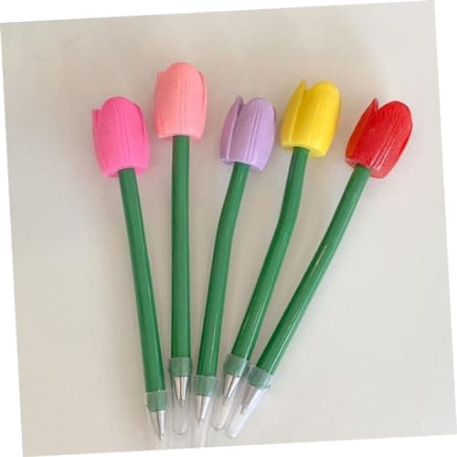 TOGEVAL stylos de signature stylisés signets pour plantes à tulipes - encre gel pratique en plastique