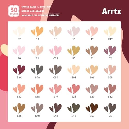 Marqueurs Acrylique Arrtx 30 Couleurs - Peinture Acrylique Eau-Based - Pour Artiste, Dessin et Craft - Verre et Bois Inc