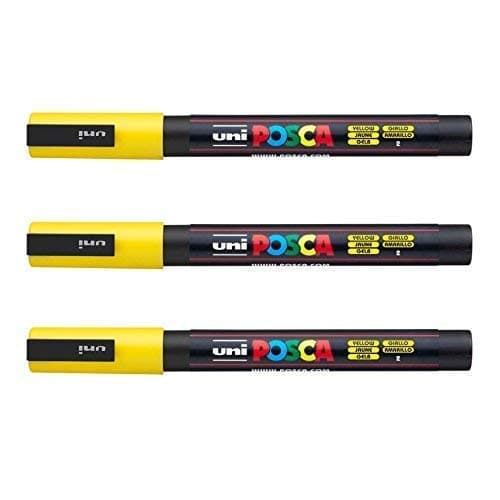 Posca Marqueurs PC-3 M Uni-Ball + Gamme complète de 40 couleurs disponibles + Artisans et passionnés + Décoration et art — jaune