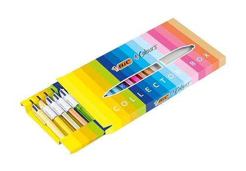 BIC Collection Spéciale | 4 Couleurs, Pointes Moyennes et Large, Boîte de 15 | Couleurs d'Encre Assorties | Étudiant et