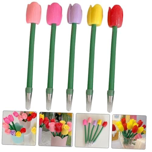 TOGEVAL stylos de signature stylisés signets pour plantes à tulipes - encre gel pratique en plastique