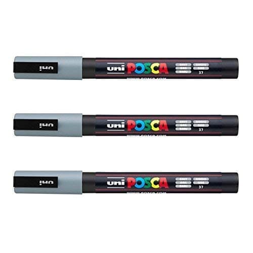 Posca Marqueurs PC-3 M Uni-Ball + Gamme complète de 40 couleurs disponibles + Artisans et passionnés + Décoration et art — gris