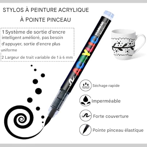FyBAPRO Acryliques pour Adultes - 24 Couleurs Marqueurs Pinceau en Acrylique pour Coloriage, Calligraphie, DIY et Art su