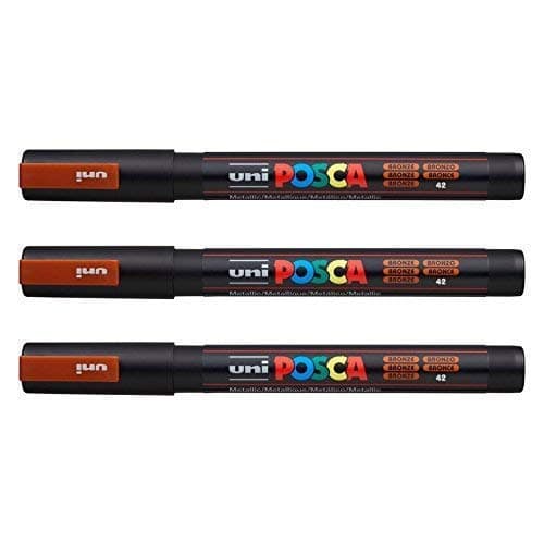 Posca Marqueurs PC-3 M Uni-Ball + Gamme complète de 40 couleurs disponibles + Artisans et passionnés + Décoration et art — bronze métallique