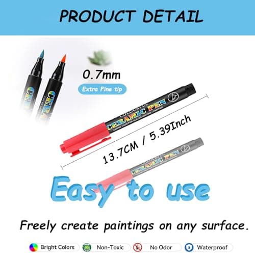 Snowtain 12 Couleurs Feutres Acryliques pour Peinture Resistant à l'Eau sur Diverses Surfaces Parfait pour Artistes Entr