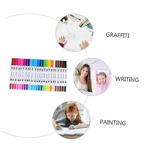 Stylos Marqueurs DIYEAH Double Couleurs 24 Pièces Journalisation École Travail Étui