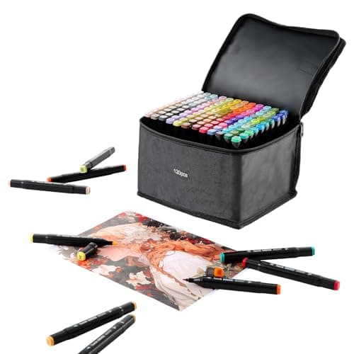 Ordeluxe 120 couleurs feutre à alcool pour artistes et adultes à colorier, séchage rapide en une seconde, avec étui de t