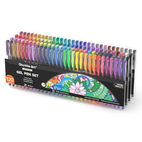 Shuttle Art 120 Stylos Gel Couleurs Non Toxiques, Perfect pour Adultes et Enfants, Coloriage et Dessin, Haute Qualité et