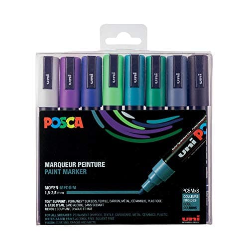 Marque POSCA Mitsubishi 3 Marqueurs Blancs PC5M Pointe Conique Pour Peinture à Base d'Eau Tous Supports.createClass() — multicolore