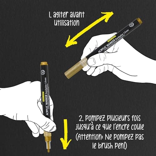 Marker doré Online, stylos acryliques pour feutres à peinture handlettering, boir, verre et plastique, 5 pointes différe