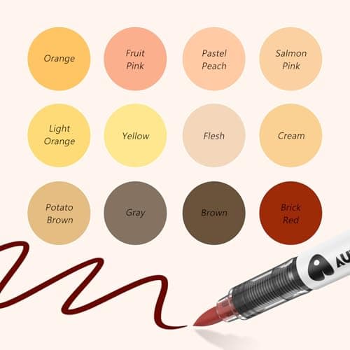 Feutre Acrylique Couleur Peau Marqueur, 12 Couleurs Pointe Souple, Idéal pour Peinture sur Verre, Bois, Céramique et Tis