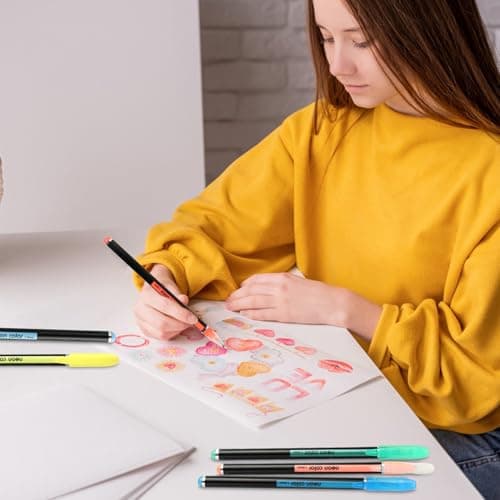 Set de 48 stylos gel – 12 métalliques, 12 stylos gel pailleté, 12 néon, 12 aquarelle – Parfait pour dessin, écriture et