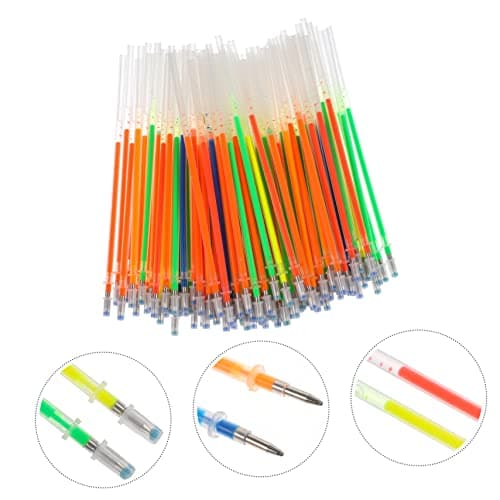 Housoutil 100 Pièces recharge de stylo gel pour étudiants coloré plastique