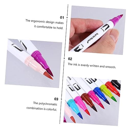 Stylos Marqueurs DIYEAH Double Couleurs 24 Pièces Journalisation École Travail Étui
