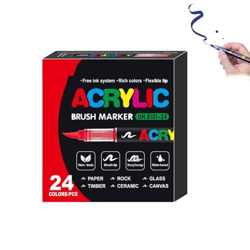 Marqueurs acryliques droits forte couverture pour adultes coloriage Lot de 24