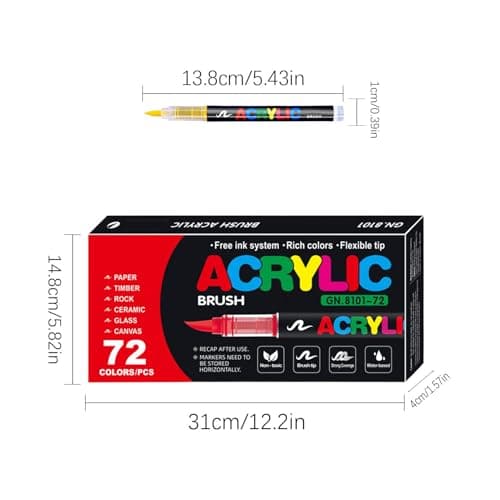 Nudorpn Marqueurs de pinceau en acrylique pour artistes, Set de marqueurs acryliques pour peinture, Pens pour peinture a