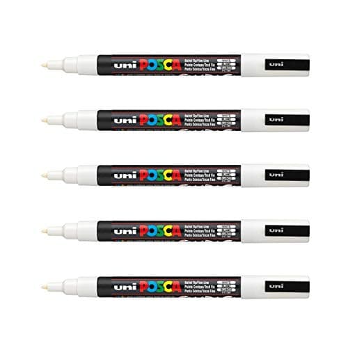 POSCA - Marqueurs à Base d'Eau pour Peinture - Pointe Conique et Fine - Tout Support Compatible - Pour Professionnels et — Blanc
