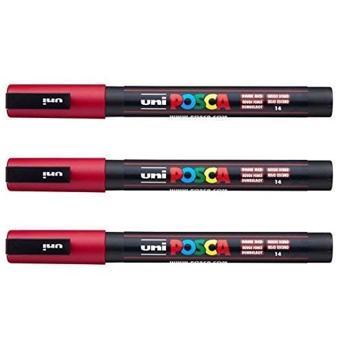 Posca Marqueurs PC-3 M Uni-Ball + Gamme complète de 40 couleurs disponibles + Artisans et passionnés + Décoration et art — rouge foncé