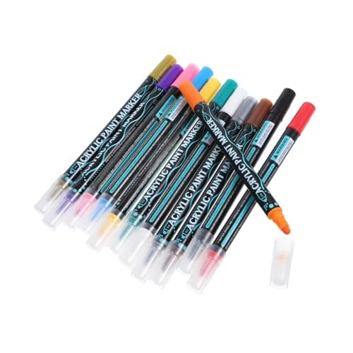 HOMSFOU Marqueurs Acryliques Double Pointe Non Toxiques Pour Artistes Bricolage Fournitures Creatives