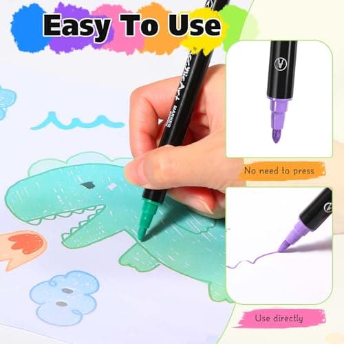 Diboniur 24 Couleurs Feutre Acrylique pour Adultes, Stylo Feutre Double Pointe Aquarelle, Acrylic Marker Idéal pour Colo