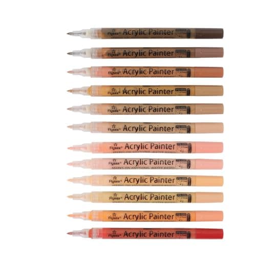 Marqueurs de peinture acrylique Feutres acryliques Couleurs de peaux 0,7 mm pour peinture sur mur toile Pierre Bois et p