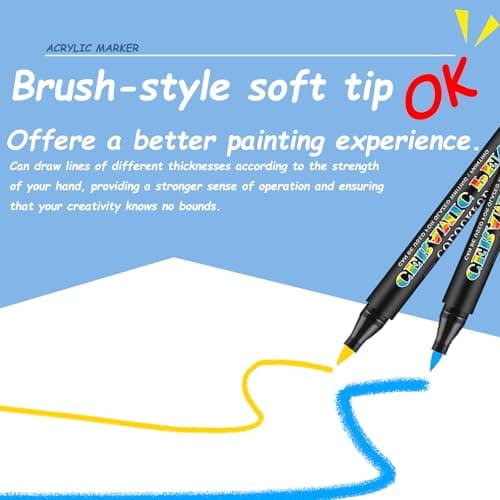 Snowtain 12 Couleurs Feutres Acryliques pour Peinture Resistant à l'Eau sur Diverses Surfaces Parfait pour Artistes Entr