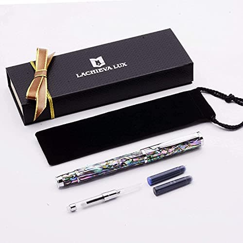 Stylo plume LACHIEVA Schmidt coquillage d'ormeau pointe fine pour homme et femme coffret cadeau fête