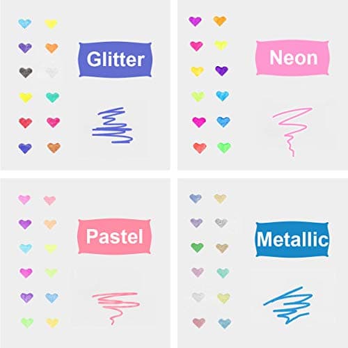 Gurkkst 48 Stylos Gel Paillettes Pour Adults Coloring, Eco Writing et Art Crafting(12 Métallique + 12 Paillettes + 12 Né