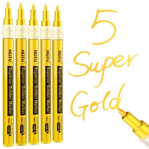 HOTU Feutres À Paillettes Imperméables 12 Marqueurs Acryliques Pour Art Sur Pierre, Céramique, Bois, Tissu, Scrapbooking — or