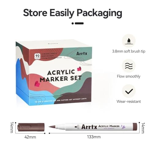 Marqueurs Acryliques Arrtx 90 pour Artistes et Adultes - Peinture sur Roche, Bois, Toile - Loisirs Créatifs 90A