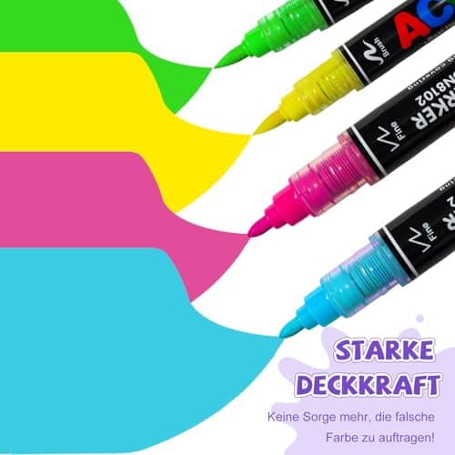 Marqueur VAKKI acrylique 36 couleurs, peinture liquide pour adultes, idéal pour pierre, calligraphie, bois, toile et ver