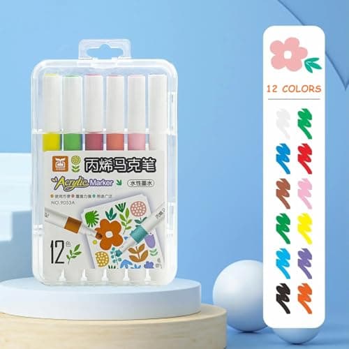 <think>

</think>

12 Couleurs Feutre Acrylique Pclapora, Marqueur Permanent pour Peinture sur Roche, Papier, Verre, Cér