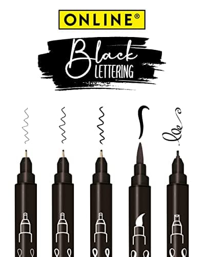 Marker doré Online, stylos acryliques pour feutres à peinture handlettering, boir, verre et plastique, 5 pointes différe — Noir