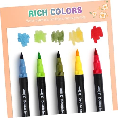 HOMSFOU 24 pièces pinceaux à double pointe marques aquarelle multicolores pour dessin et scrapbooking et prise de notes