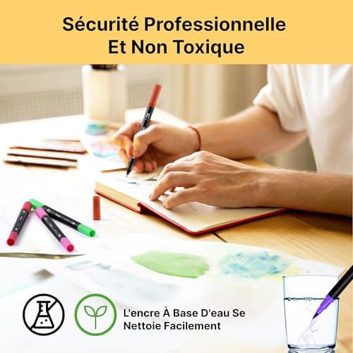 TongFu Feutres Coloriage Adulte Multiusage, Mandala et Bullet Journal, Doublent Pointe Aquarellable, 120 Couleurs pour D