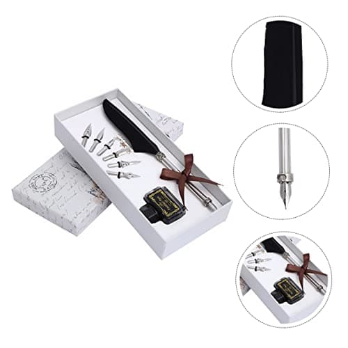 magiclulu ensemble de stylos à plume retro pour homme écriture encre noir 10 piècesVintage Retro Fountain Pen Set 10pcs