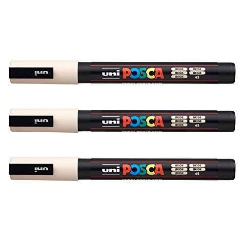 Posca Marqueurs PC-3 M Uni-Ball + Gamme complète de 40 couleurs disponibles + Artisans et passionnés + Décoration et art — beige